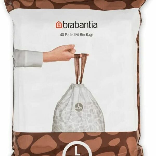 Brabantia Perfect Fit Bin Bags 40-45 Ltr (40 Bags Code L) - White