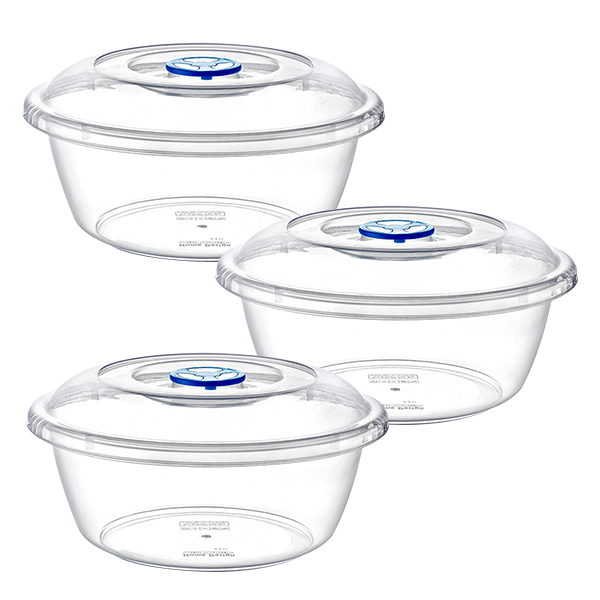 Bundle of 3 Plast Art Bowl with Cover 25L (Assorted Colors)