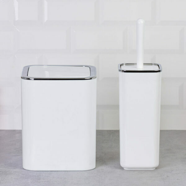 Okyanus Square Bathroom Set 2 of pcs White/Chrome