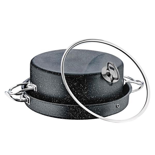 OMS Granite Maqloubah Cooking Pot 3 pcs Black 28cm