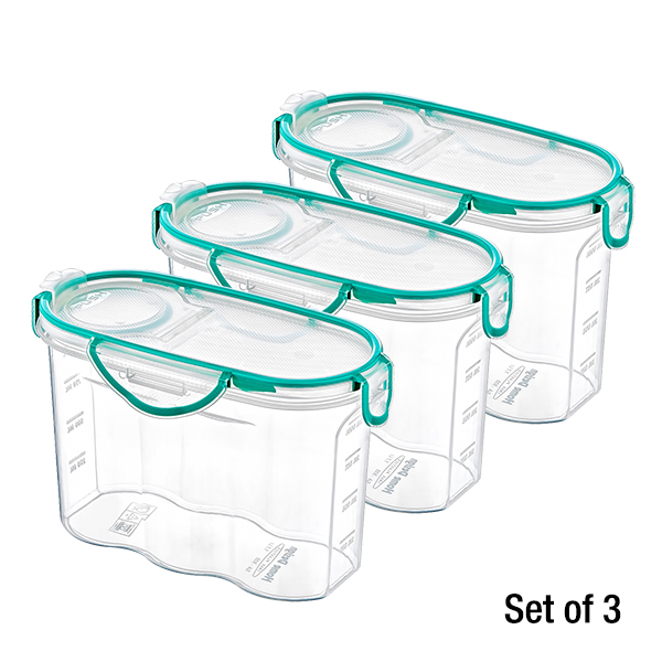 Bundle of 3 Plast Art Air Tight Storage Containers with Silicon Seal 1.2L